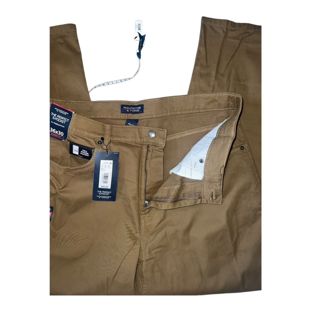 ✅Roundtree & Yorke Flat Front Classic Fit 5-Pocket Solid Pants 36x30 - Picture 11 of 11